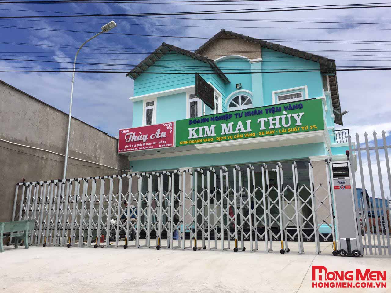 Lắp đặt cổng xếp tự động Tiệm Vàng Kim Mai Thùy Bình Dương