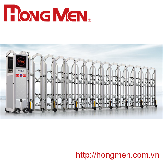 Cổng xếp Inox tự động Bạch Kim Cang